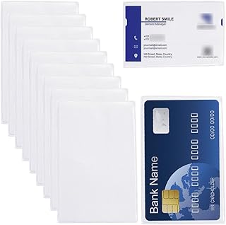 SUNNYCLUE 100Pcs Clear PVC Card Holders Plastic Card Protector Sleeves Waterproof Soft Social Security Medicare Cards Cover Case Pocket Protectors for Credit Business SSN Insurance Card Photo Print