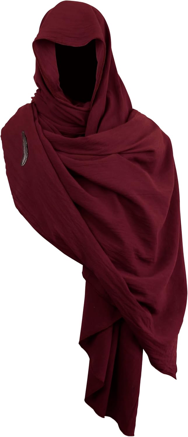 VZQI Medieval Cloak with Hood Men Apocalyptic Shawl Renaissance Costume Retro Shemagh Accessories