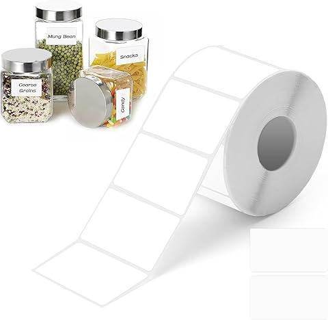 1000 Etiquetas Térmicas Autoadhesivas 5 x 3 cm Blancas, Etiquetas Térmicas Para La Oficina, Cocina, Tarros, Etiquetas de Dirección, Código de Barras, Precio, Fecha, Ingrediente y Producto