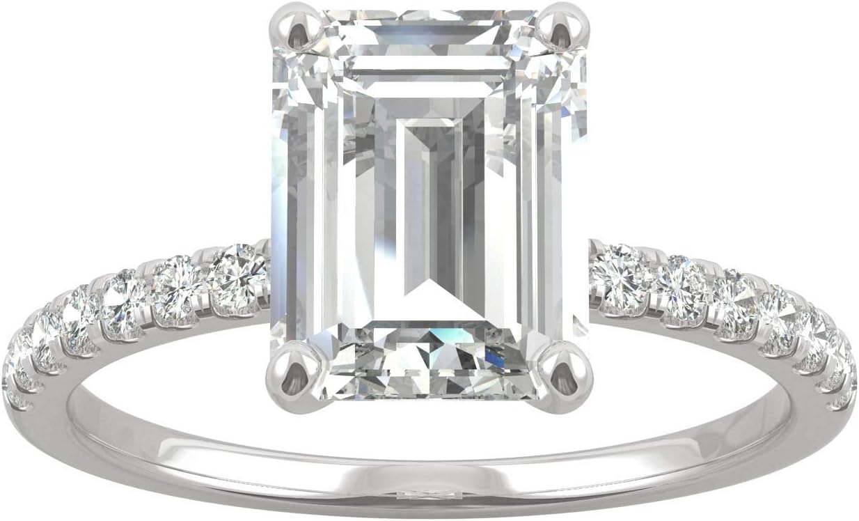 Charles & Colvard 14K White Gold Moissanite 9x7mm Emerald Engagement Ring, 2.76cttw DEW