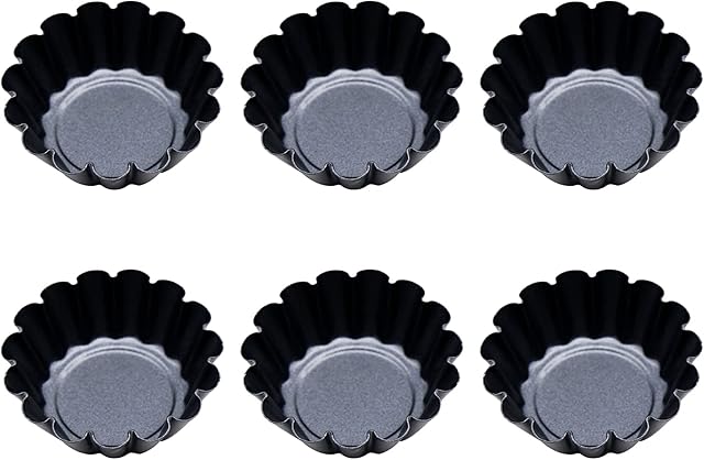 NA 6 Pcs Tart Tins Mini Non-Stick Tart Pans Round Quiche Pans for Baking Quiche Pie Tartlet Cheesecakes