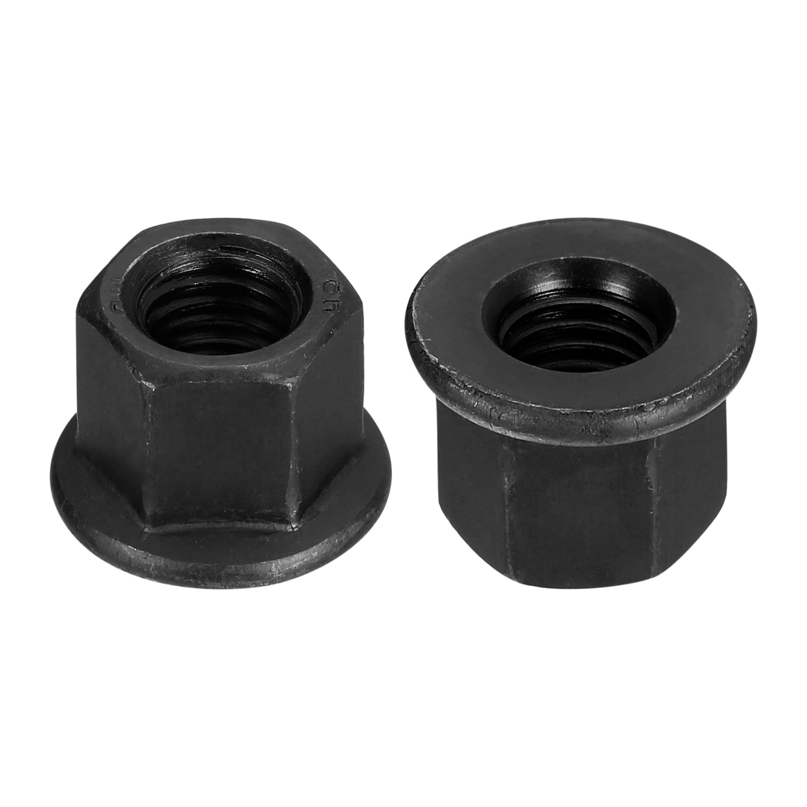 sourcing map M12 Flange Hex Nuts, 2pcs Grade 12.9 Carbon Steel Black Oxide Finished Hex Flange Nuts for Machinery