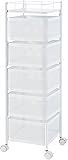 [en.casa] Sunndal Rolling Trolley with 5 Levels, Multi-Layer Kitchen Shelf with Wheels, Serving Trolley, Steel, Fold-Out Baskets, Shelf for Kitchen, Bathroom, 94.5 x 27 x 27 cm, White - 4