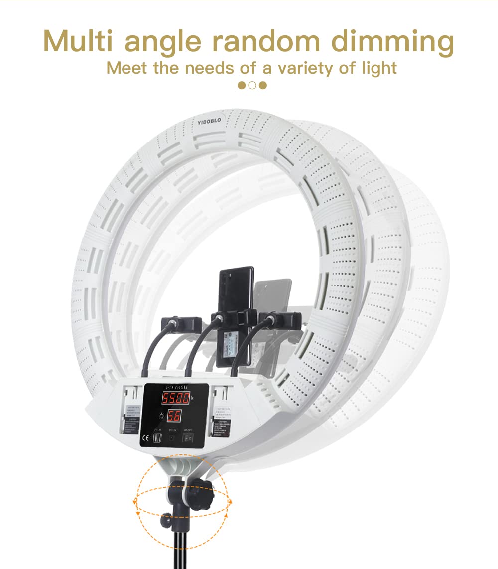 Kit luce ad anello display digitale a LED da 100 W 22 "per trucco bellezza illuminazione della pelle delle unghie, fotografia in studio video con borsa, treppiede e telecomando