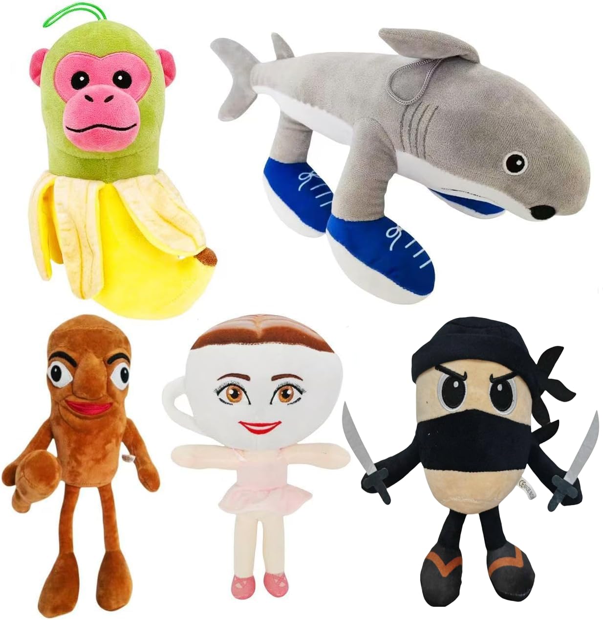 LINJABASZKZ Tralalero SahurPlush – 12" Animal Soft Pillow Toy – Funny Tung Tung Meme-Inspired Collectible for Fans Valentine's Day Gifts 5pcs (Green)