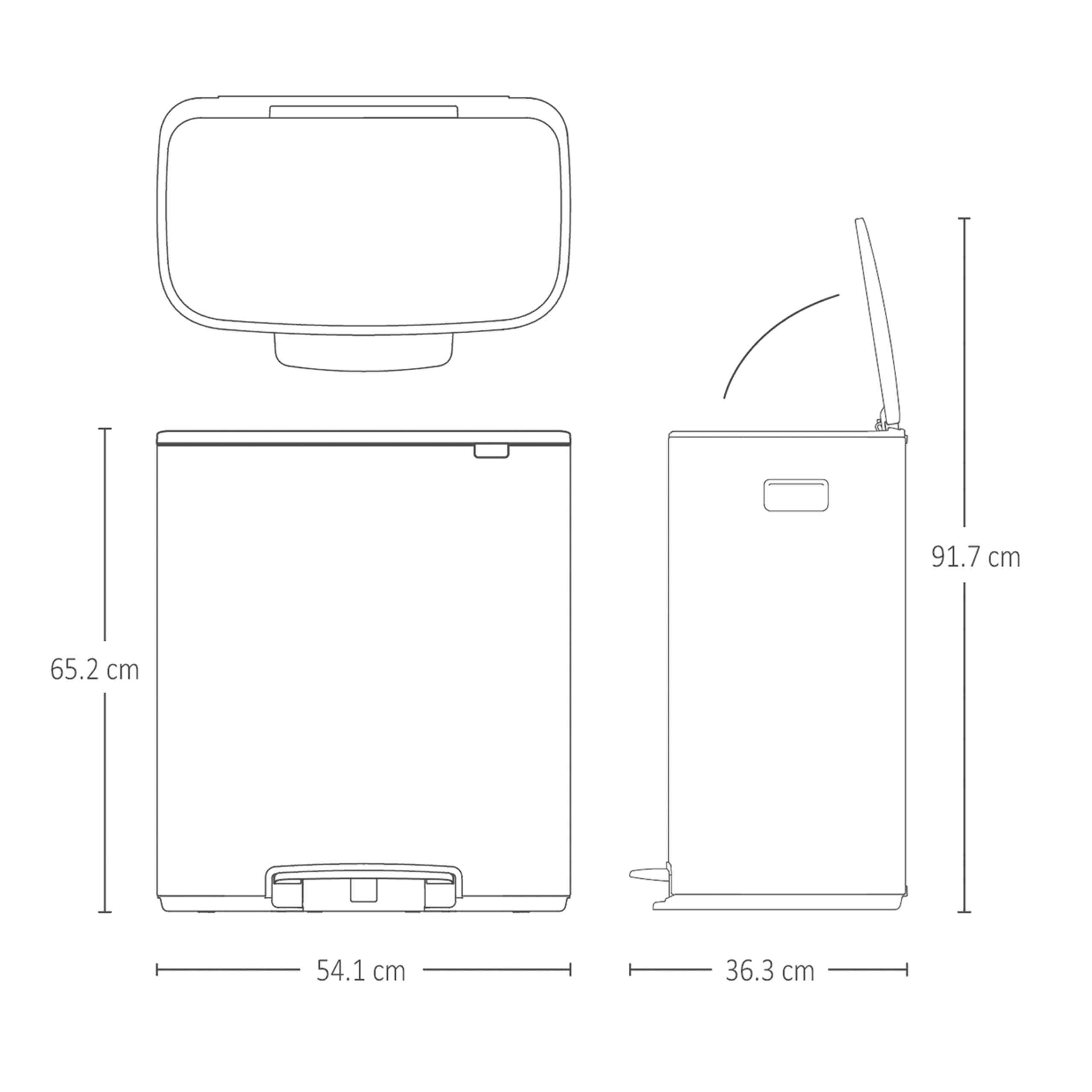 Brabantia Poubelle Bo 2x30L (Gris clair) – Poubelle cuisine à pédale à fermeture progressive – Système de tri des déchets facile à nettoyer, 2 seaux amovibles – Sacs-poubelle PerfectFit inclus