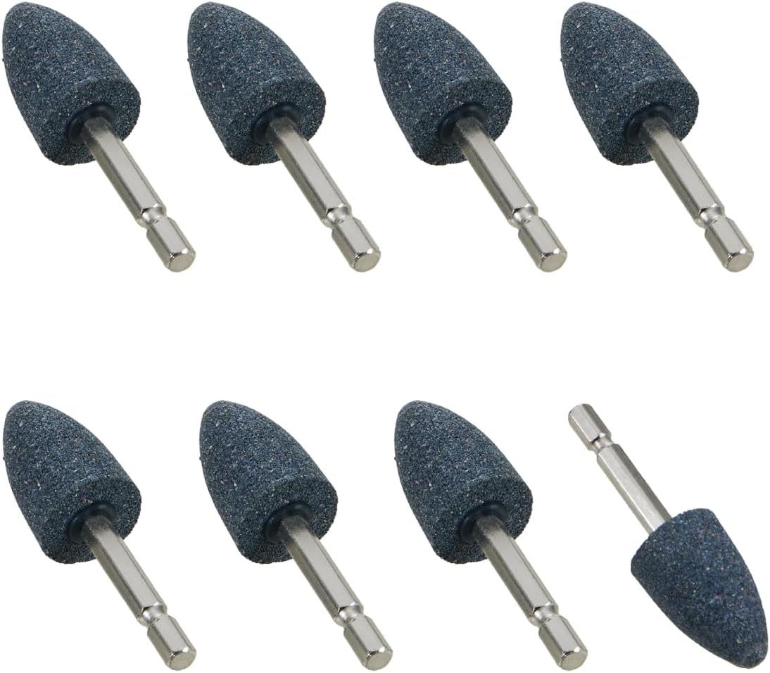 8 Pcs Cylinder Shape Mounted Grinding Stone,1/4" Hex Shank,1" x 1-3/16" Aluminum Oxide Grinding Point for Sharpening, Deburring, Rust Removal (25mm x 30mm)