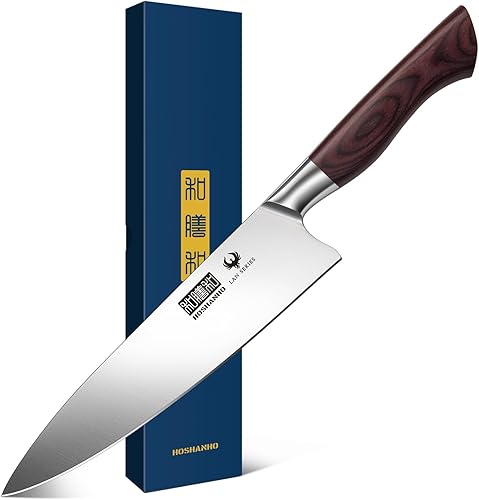 HOSHANHO Cuchillo de chef de 8 pulgadas para cocinar, cuchillo de cocina de acero inoxidable de alto carbono súper afilado, cuchillo japonés