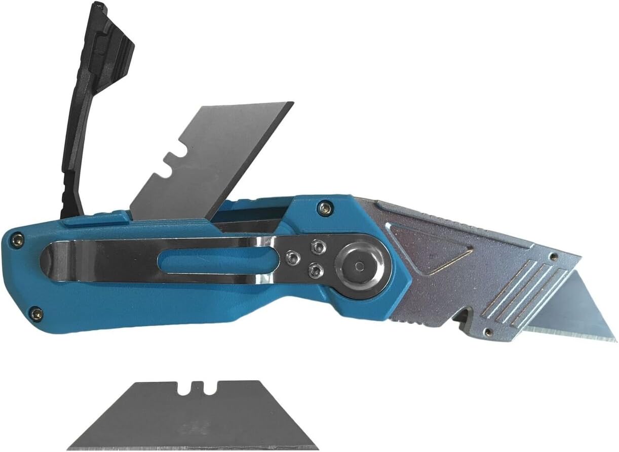 Folding Box Cutter, Wire Stripper and Screwdriver with Pocket Clip