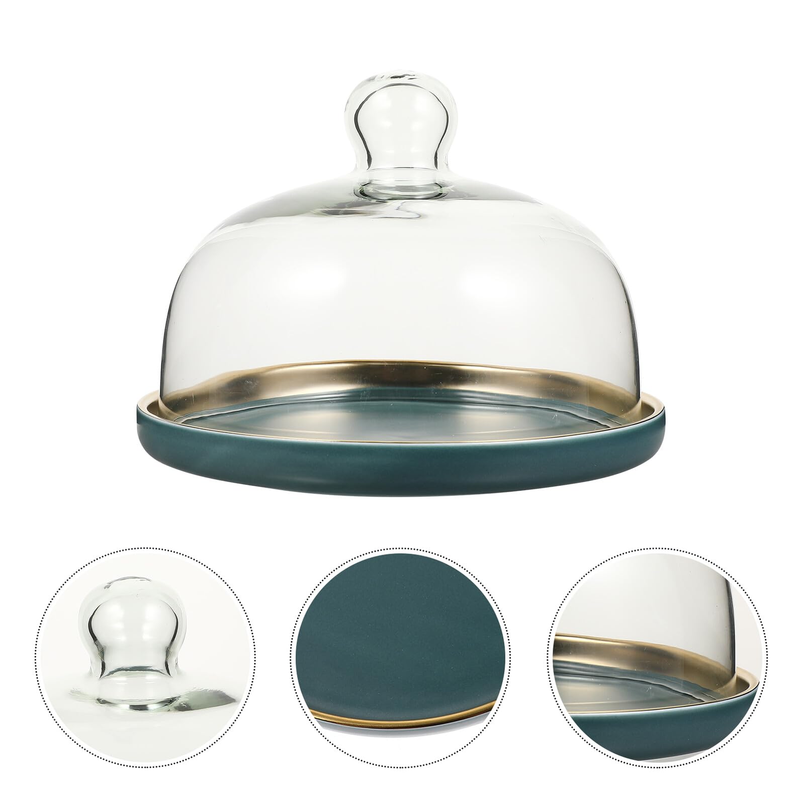 Toyvian Kuchenplatte mit Glasdeckel aus Keramik und Glas Einfache Form Stilvolles Design Praktisch zum Aufbewahren und Servieren von Kuchen und Obst
