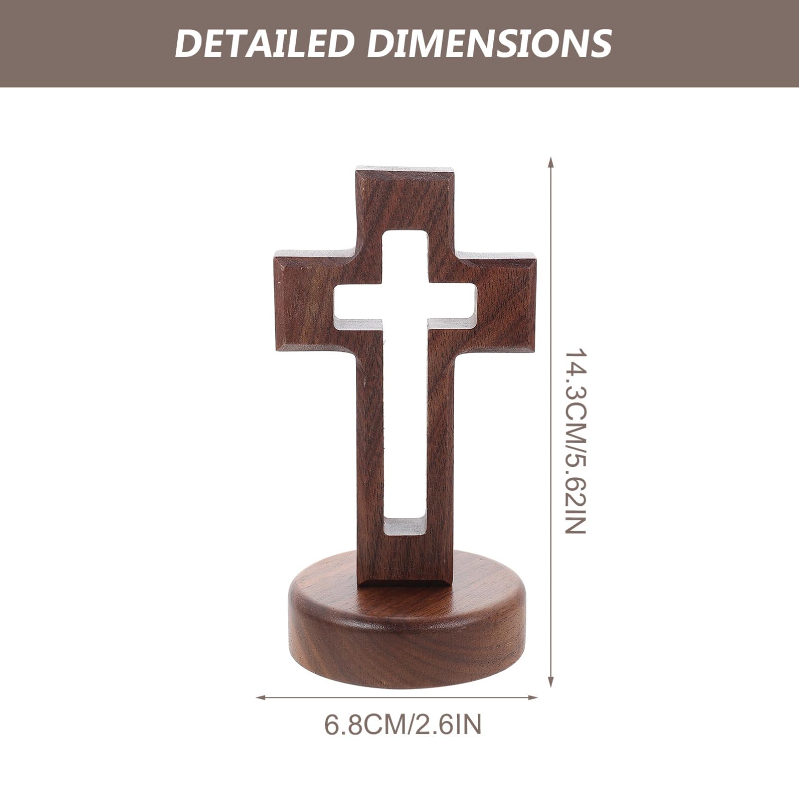 Abaodam Standing Wooden Cross Ornament 5.6 Inch Crucifix Figurine Religious Wood Decor for Home and Wall Display - Image 4