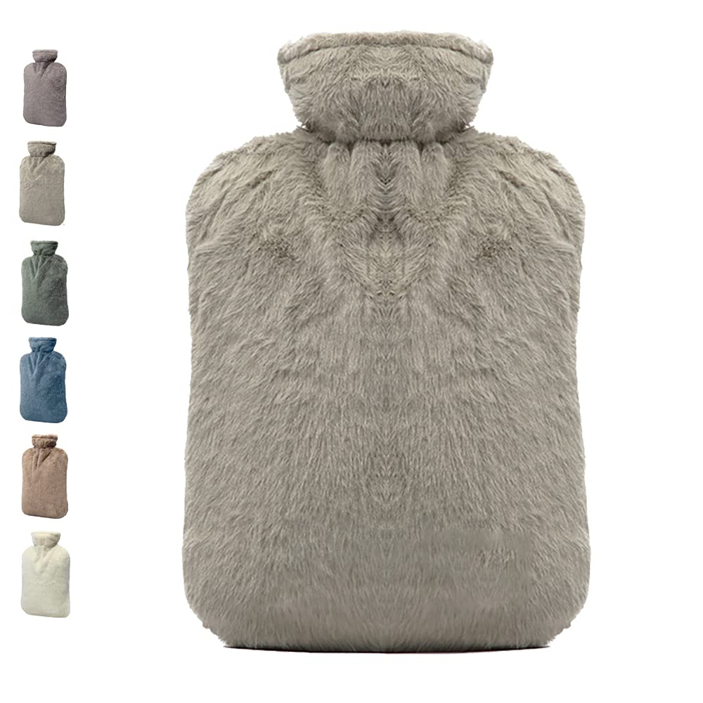 BICAREE Fuzzy Hot Water Bottle with Cover,Hot Water Bags for Pain Relief 2Liter,Heat Pad,Hot and Cold Therapy,Menstrual,Bpa Free