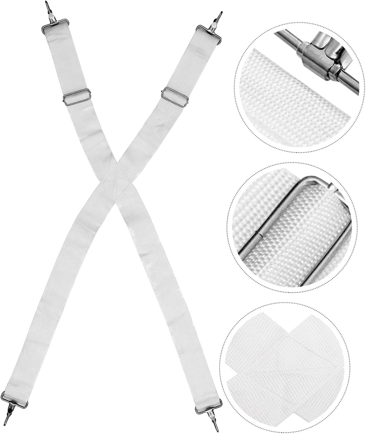 Kisangel Adjustable Nylon Snare Drum Strap Belt White Dual Shoulder Sling for Percussion Instruments Replacement Accessory for Marching Drums