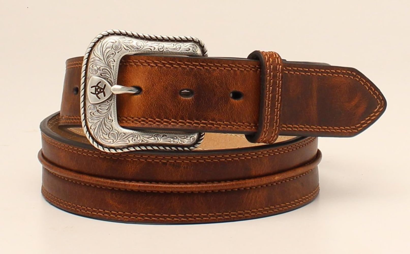 Ariat Men's Medium Brown Rowdy Center Leather Belt (48)