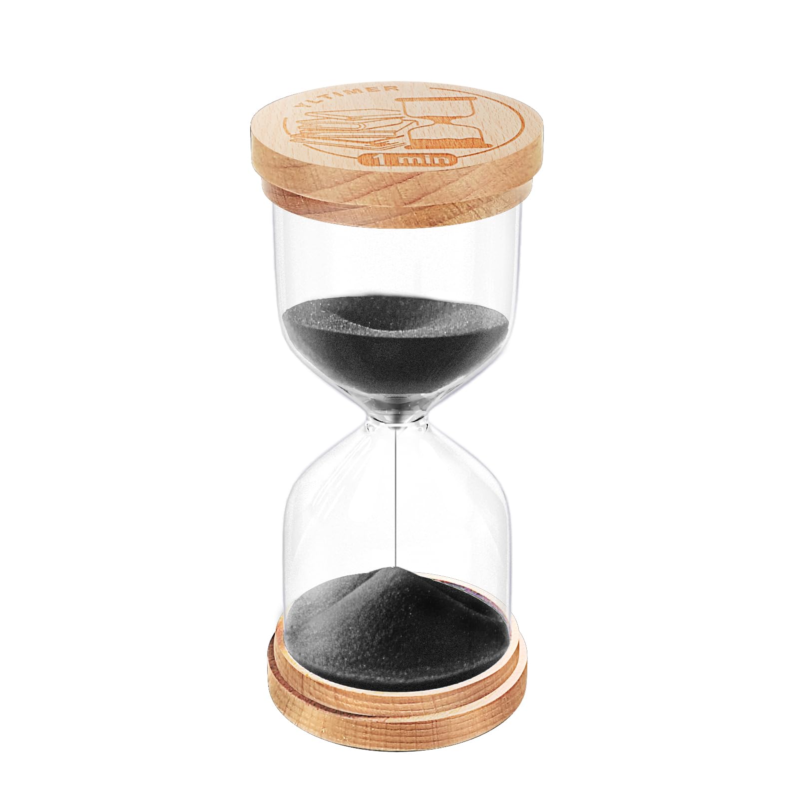 Sablier 1 minute en plastique acrylique incassable aspect bois noir
