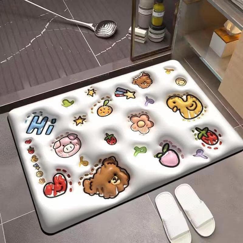 Image of Vasukie Bathroom Mat, Quick-Drying Water Absorbing Bathroom Mat, Non Slip Floor Mat, Dirt Barrier for Floor Mat, Bath Mat, Carpet, Bathroom Doormat |Astro Blue (5D Star MAT)