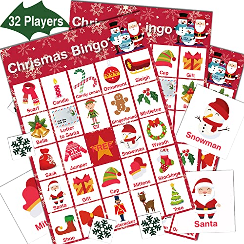 V-Opitos Christmas Bingo Game, 32 Players - Christmas Party Games for Kids and Adults, Xmas Bingo...