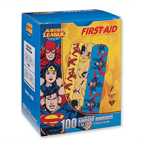 First Aid Wonder Woman, Superman, Flash Bandages - First Aid Kit Supplies - 100 per Pack