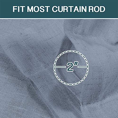 Natural Linen Curtains 108 Inches Extra Long Rod Pocket Semi Sheer Curtain Drapes Elegant Casual Linen Textured Window Draperies, Light Filtering Privacy Added Home Fashion 2 Panels, Stone Blue #TOP3