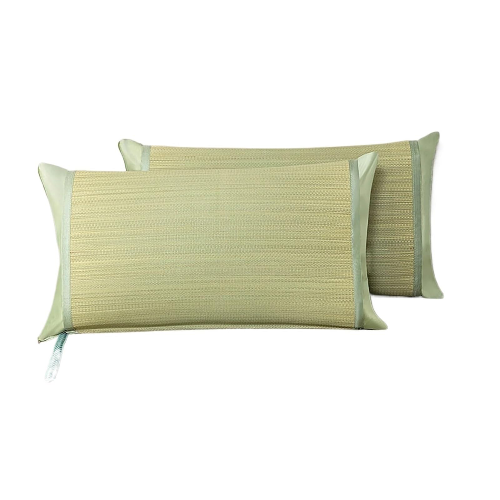 Adult Ice Silk Willow Mat Pillowcase Pair Summer Reed Mat Cooling Bedding Rectangular Shape Envelope Closure Non-Disposable(M)