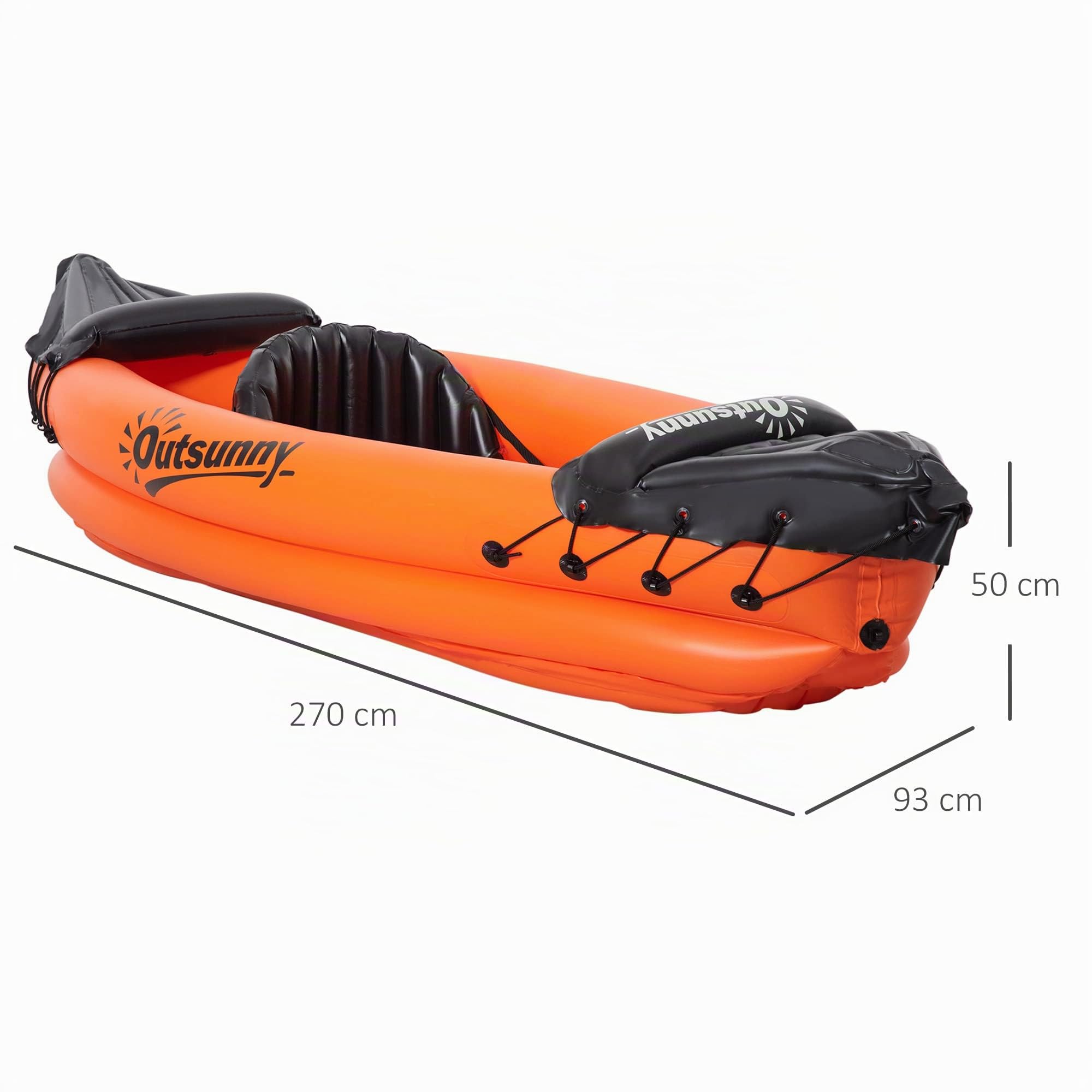Outsunny Kayak Gonflable pour 2 Personnes avec Pompe à air, rames en Aluminium, Bleu