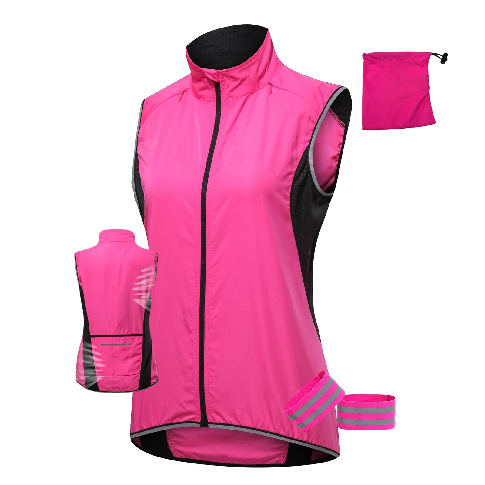 Gilet Da Ciclismo Da Donna, Ripiegabile, Antivento Con Fascia Riflettente Per Corsa, Ciclismo E Arrampicata