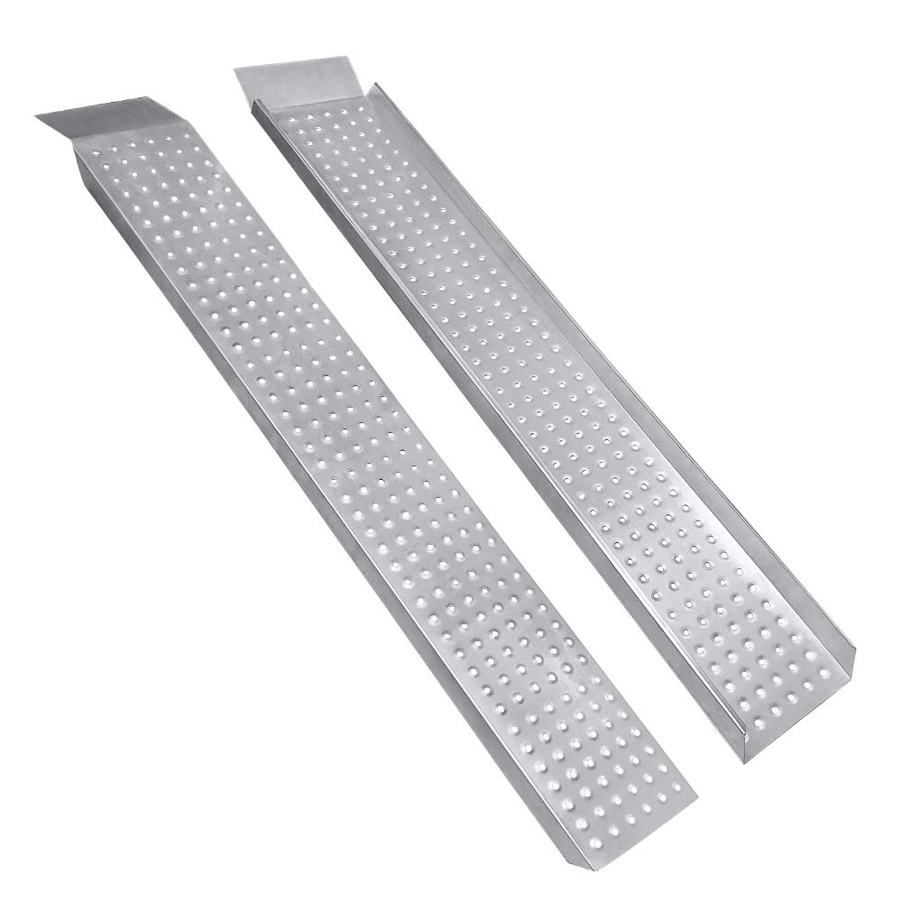 2X Rampa de Carga hasta 400 kg Rampa de Carga Antideslizante de Acero Galvanizado para Remolque de Motocicleta de Automóvil - 160 cm, Plata