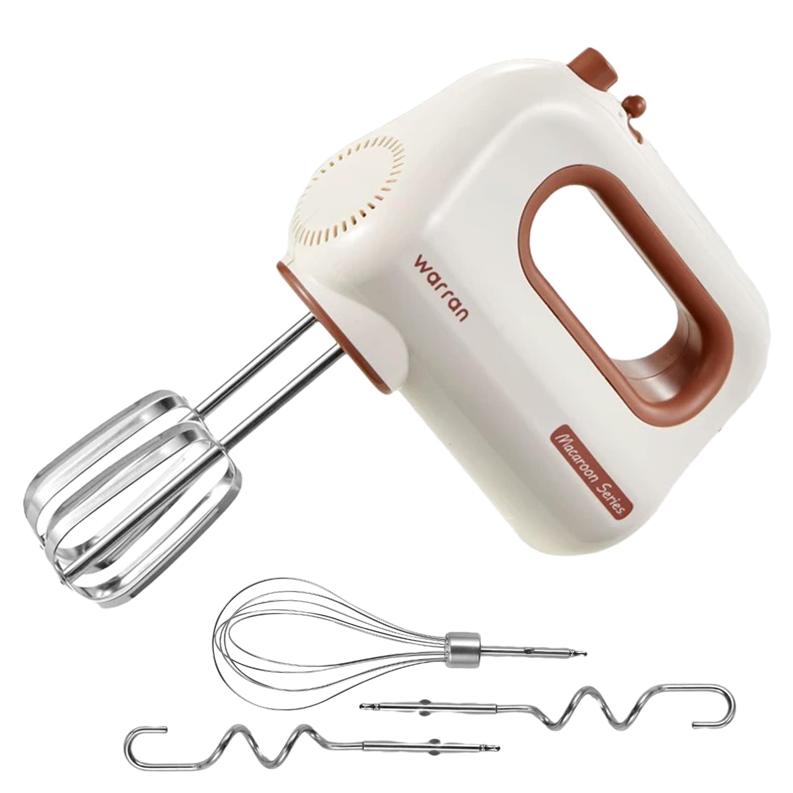 warran 300W Compact Lightweight Electric Hand Mixer with Powerful Quiet DC Motor for Baking Cake Brownies Cookie Dough