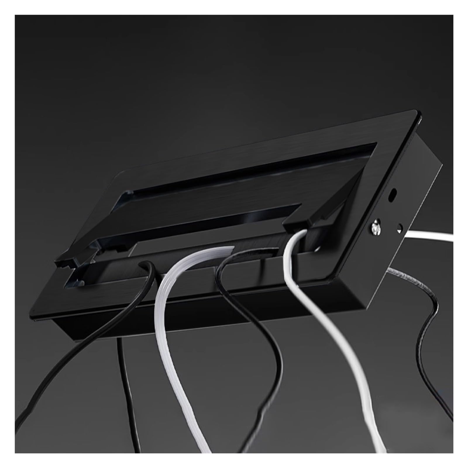 schreibtisch kabeldurchführung Schreibtisch-Kabelkanal mit schwarzer Bürste, Quadratischer Aluminiumlegierung-Drahtdurchlaufdeckel zur Verwaltung von Computer-Schreibtischkabeln(300x120mm/11.8x4.7in)