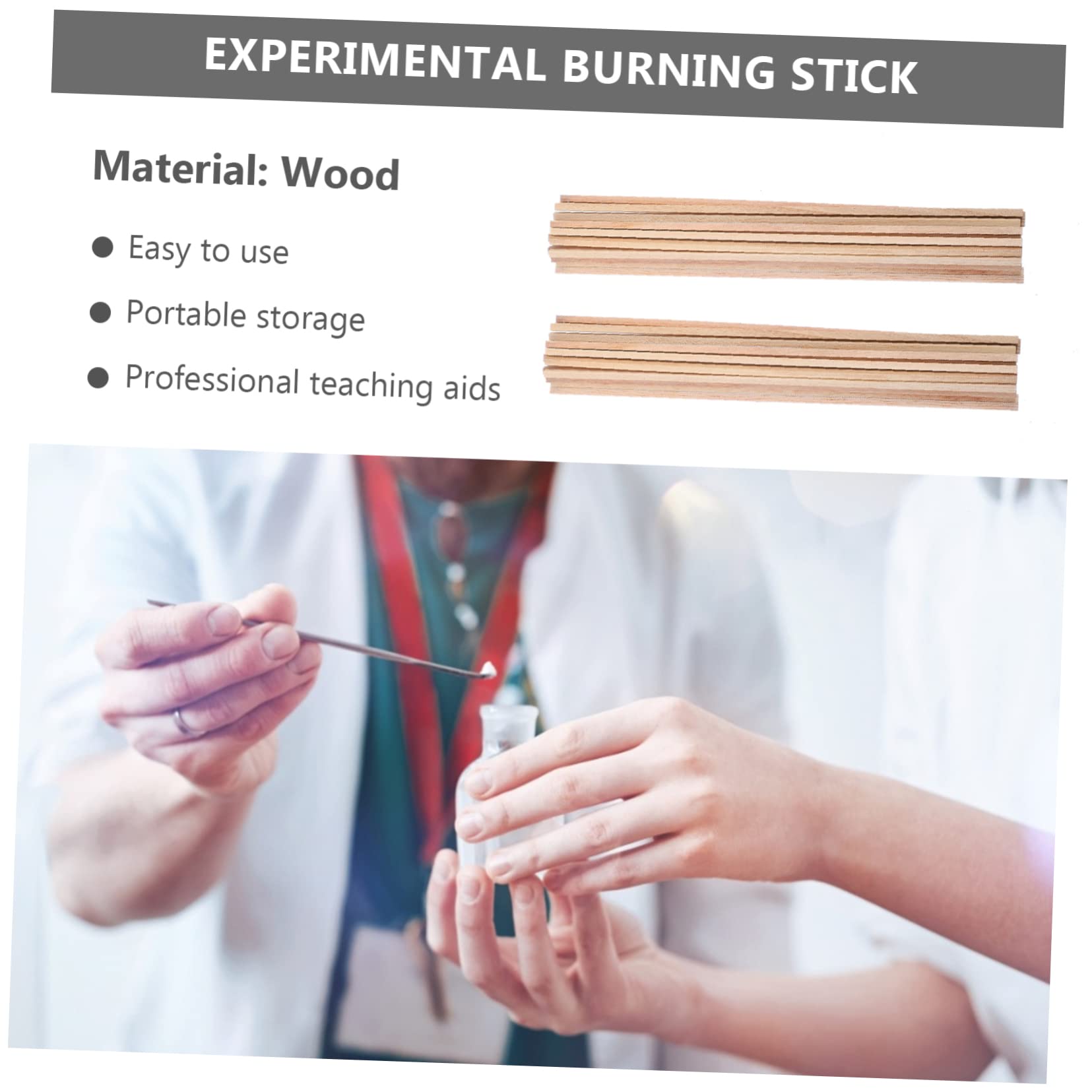 Gadpiparty 2sets Oxygen Combustion Experimental Tools Small Lab Wood Rods Kiln Dried Hardwood Sticks for School Project 20pcs*2