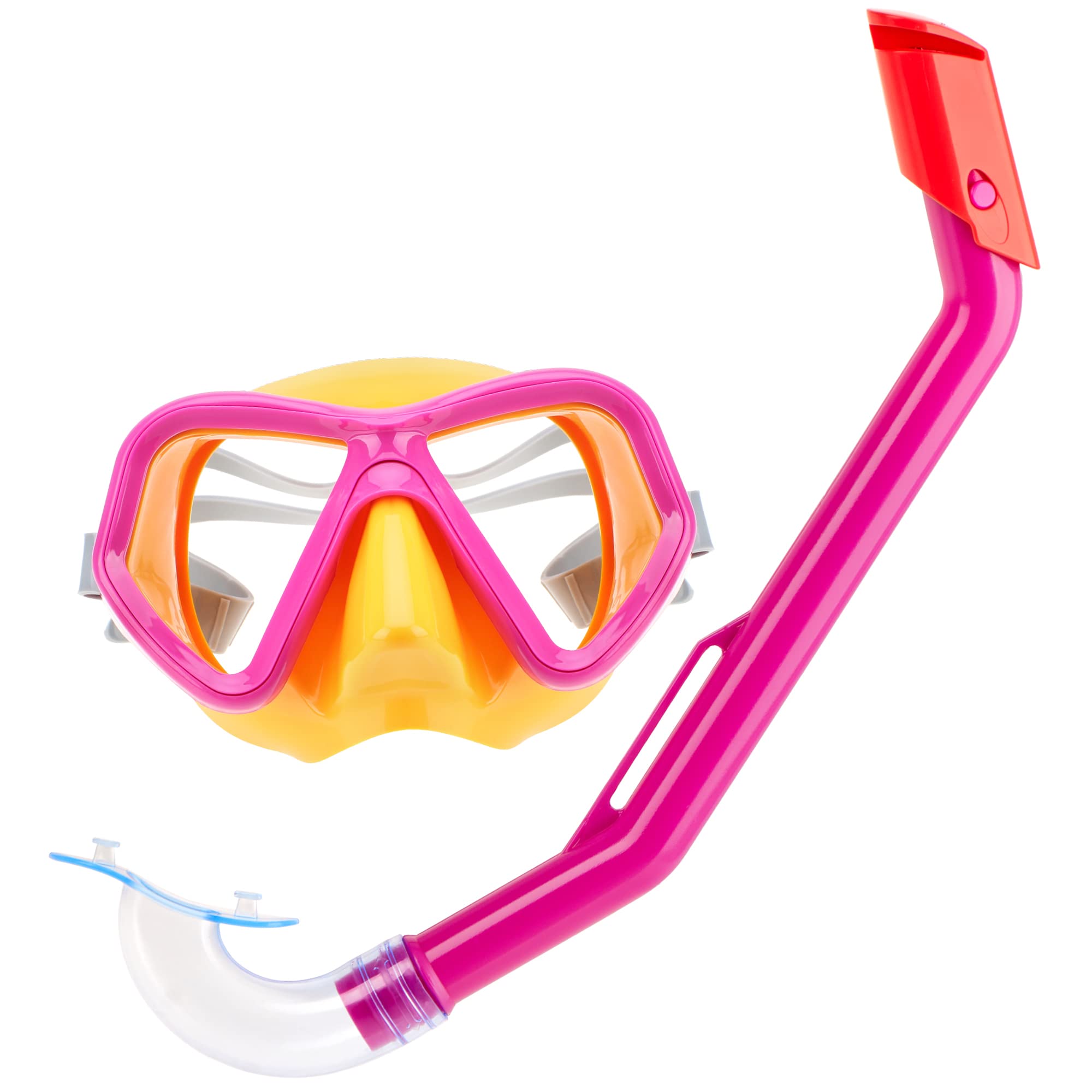 COM-FOUR® Set de Snorkel para niños - Coloridos Accesorios de Buceo - Gafas de Buceo y Snorkel - Gafas de natación. (Niños - Rosa)