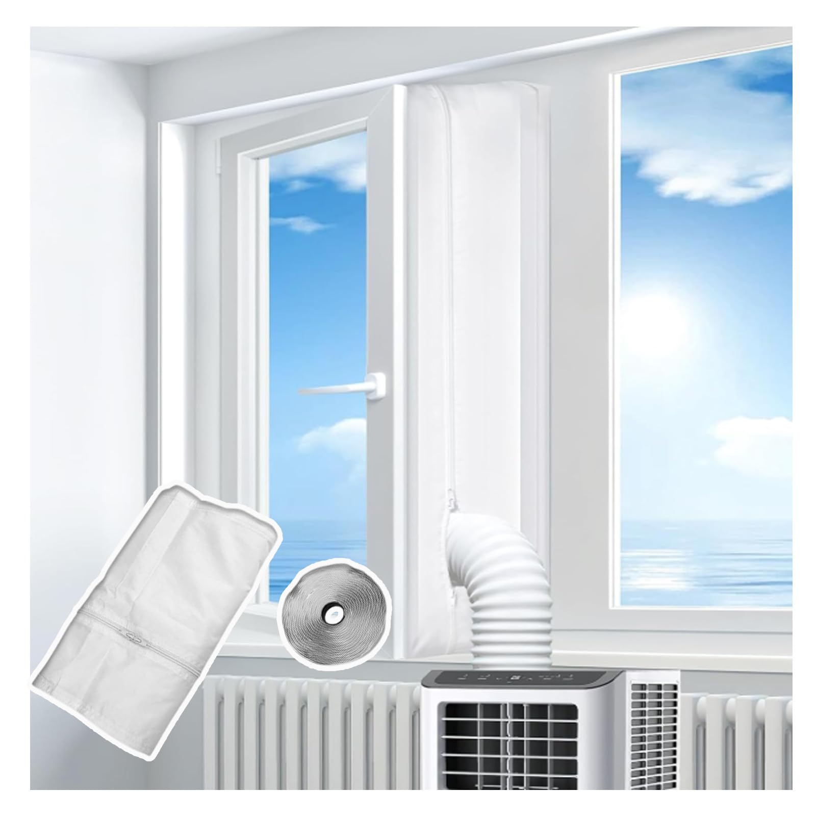 Hefziymozadp 3M Window Seal For Mobile Air Conditioners, 4 M / 3 M Window Seal Air Conditioning, Window Cover Air Conditioning, Window Air Conditioning Seal, No Drilling, For Windows, Casement Windows, Skylights