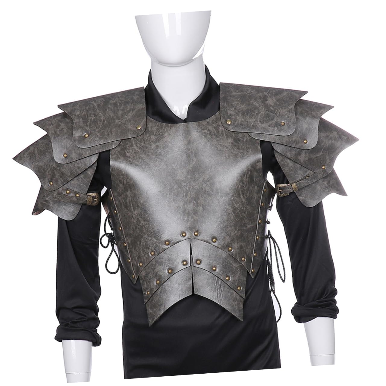 COLLBATH Costume Cosplay Samurai Medievale in Pelle Pu Nero