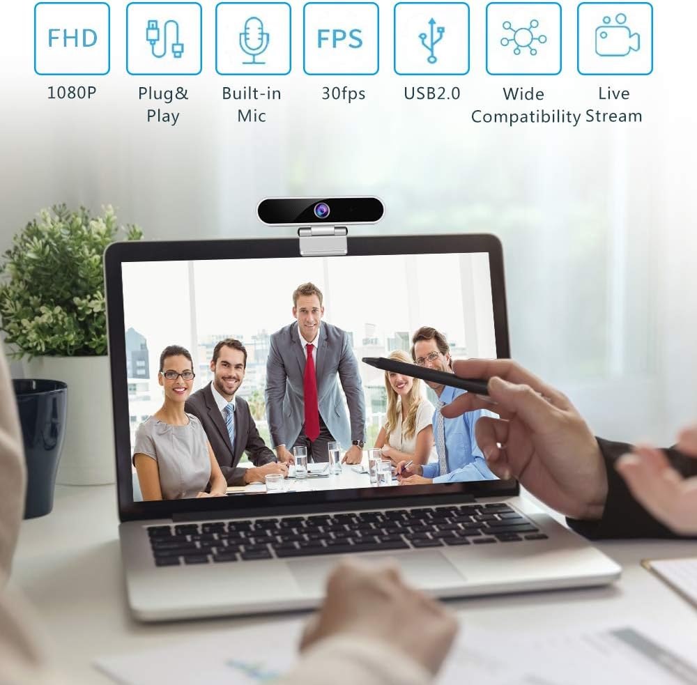 Webcam with Microphone,Camera for Computer Desktop 1080P HD Webcam,Plug and Play USB Webcam for Laptop Flexible Rotatable Clip and Tripod,Privacy Cover for Video Calling Recording Conferencing