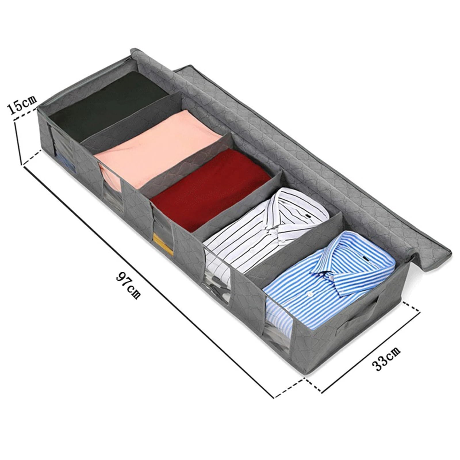 Organizzatore Di Scarpe Sotto Il Letto Non-woven Fabric Under Bed Storage Bag Shoes Clothes Organizer Container For Clothes Shoes Toys Blankets Per Risparmiare Spazio(Gray)