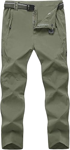 TBMPOY - Pantalones de senderismo ligeros para hombre con cinturón, 5 bolsillos con cremallera, impermeables, de secado rápido, para viajes, pesca,