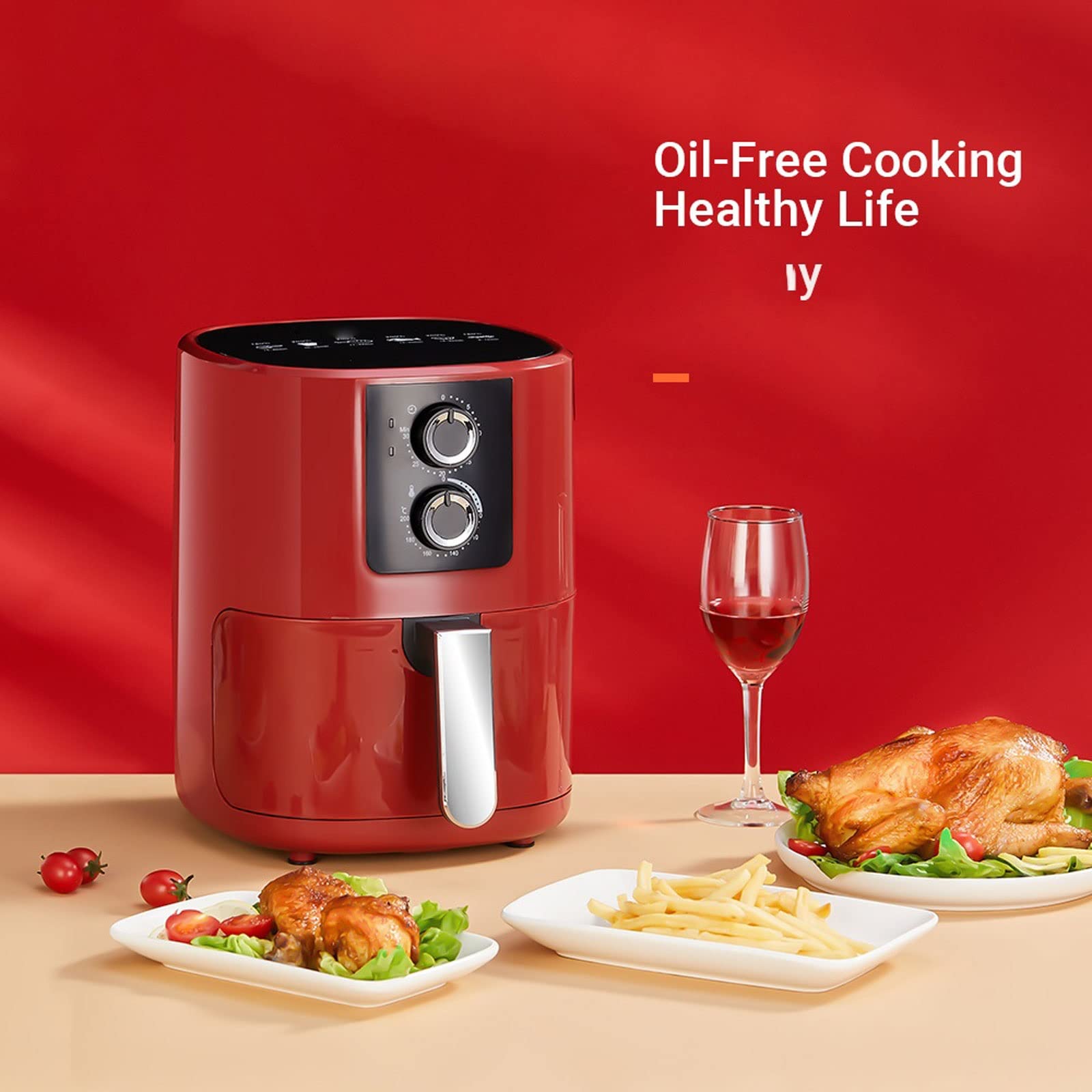 Frytkownica powietrzna, frytkownica powietrzna bez oleju 5L duża frytkownica beztłuszczowa do pieczenia 360° Inteligentny timer Kontrola temperatury Elektryczne gotowanie w domu Beauty Comes