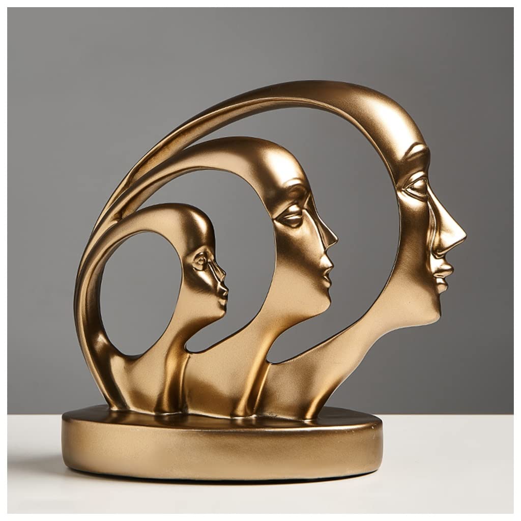 GHKryD statue, Resin Face Abstract Sculptures Black And White Decor For Living Room, Knick Knacks Gifts Weird(Gold)