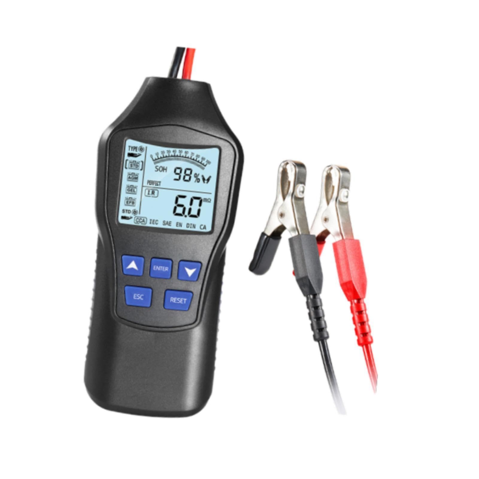 Probador de baterías para coche de 12V/24V de fácil manejo con