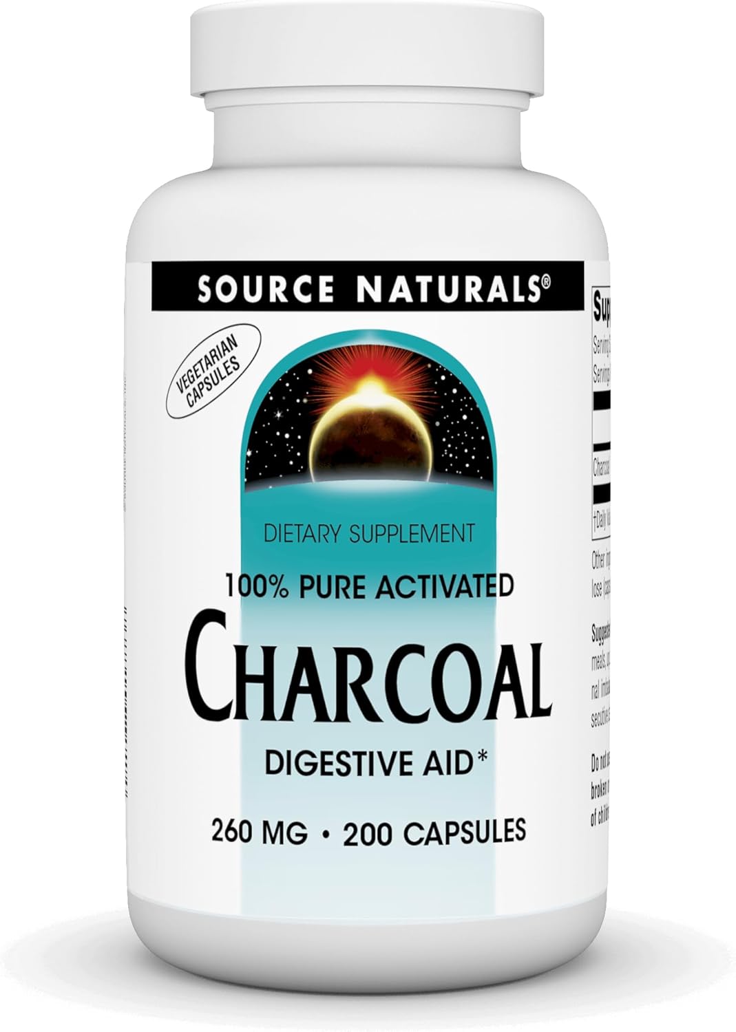 Source Naturals Charcoal – 100% Pure Activated, Digestive Aid* – 200 Capsules