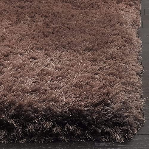 Image of Hand Woven Plain Shagg Collection with 2 Inch Pile Height Carpet for Living Room Size 9x12 Feet Coular Light Brown