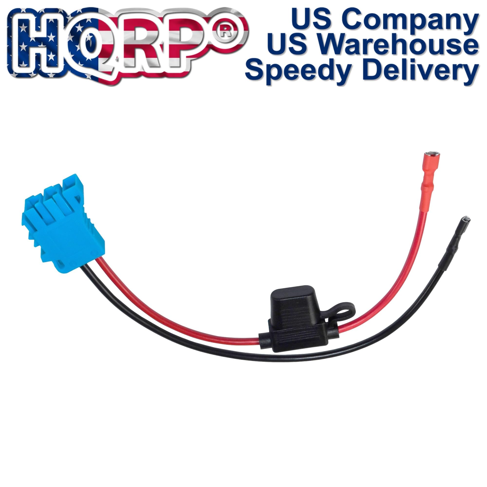 HQRP Wire Harness Connector Compatible with Peg-Perego 12-Volt SLA Battery Children Ride-on Car, Cable 12AWG Wire with 4-Pack Fuse, for Lithium LiFePO4 and Lead-Acid Batteries and Adapters