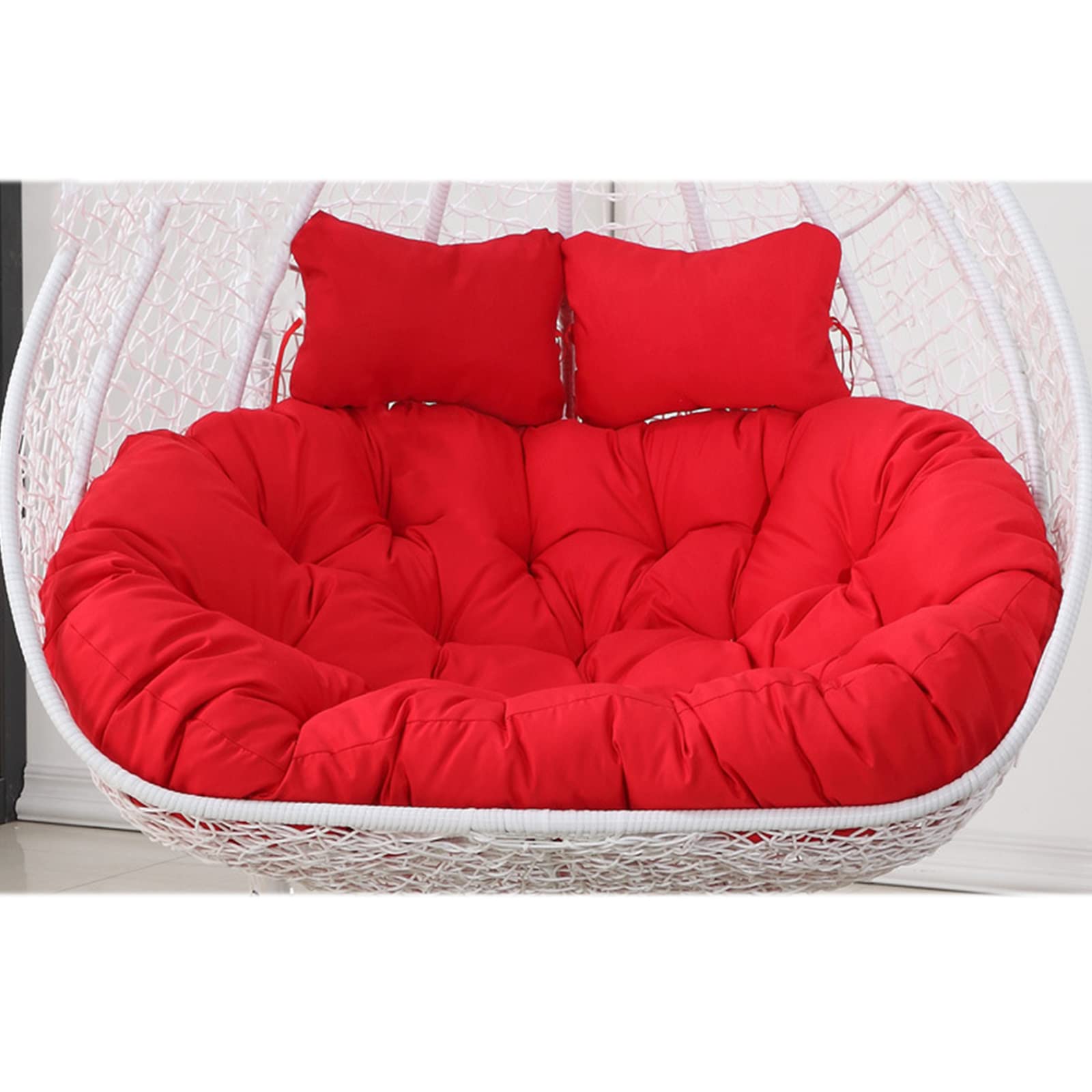 Double Egg Hanging Chair Cushion Only, 2 Person Swing Chair Cushion Waterproof, Washable Hanging Basket Seat Cushion, 16cm/6.3in Thick 2 Seater Chair Cushion for Outdoor Indoor(Color:Light Red)