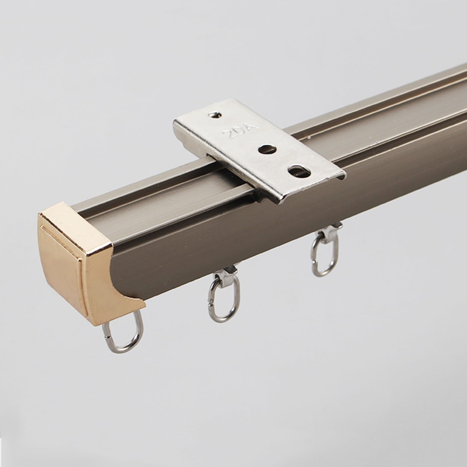 Ensemble De Rail À Rideaux En Aluminium, Rail Rideaux Plafond De 1 À 5 M, Montage Au Plafond Ou Au Mur, Rails De Rideaux Robustes, Pour Séparateur De Pièce(Champagne-Ceiling,5m(4 * 1.25m))
