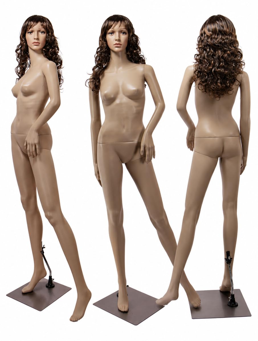 SF2*2 weibliche Schaufensterpuppe mit 2 Perücken Kopf Arme beweglich Metallplatte Mannequin Frau Schaufensterpuppen