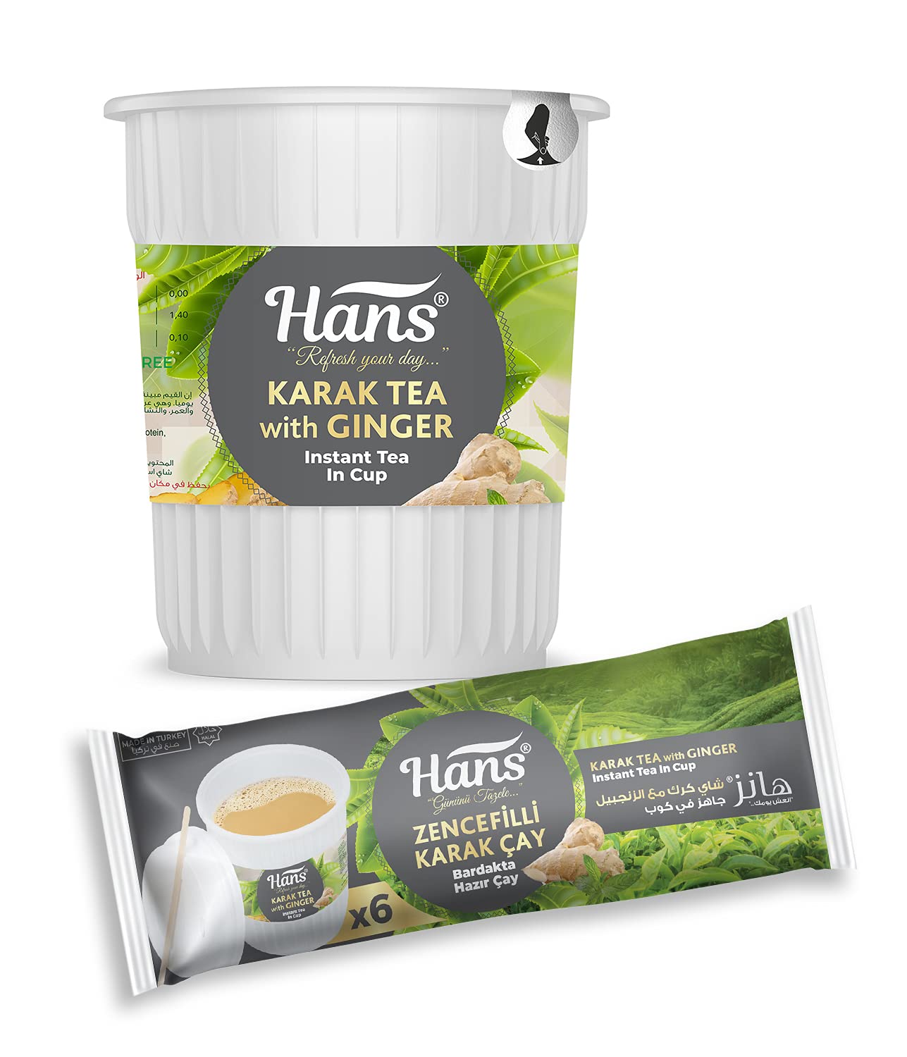 Hans Karak Tea Ginger In Cup, 6 Cups Flow Pack
