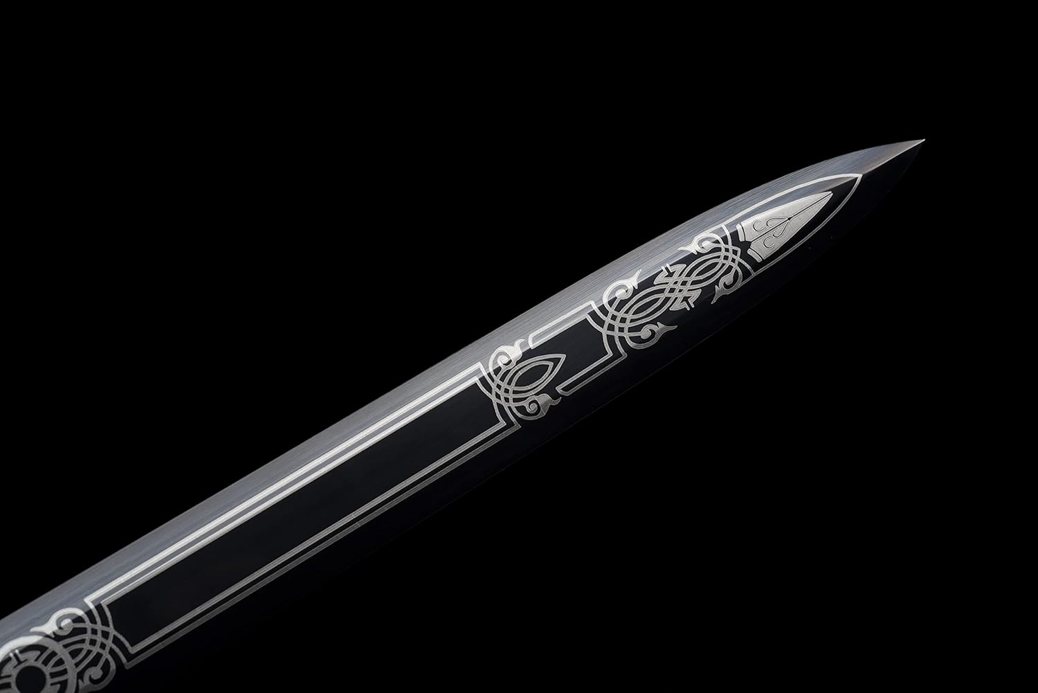 JIHPEN sword, Handmade Chinese Sword High Manganese Steel Not Sharp Black Blade Full Tang with Scabbard