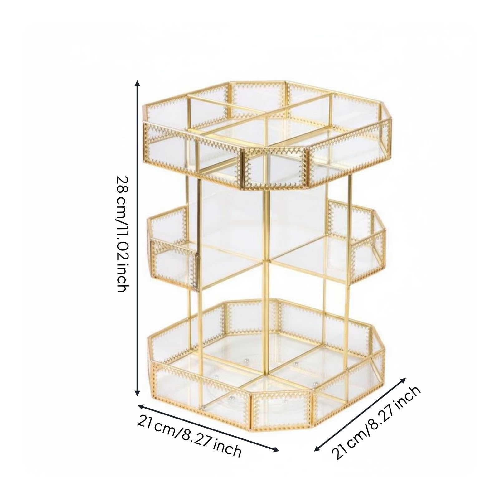 Gralara Organizador Octogonal Cosméticos Perforado Caja Giratoria Transparente Multiusos Soporte Giratorio 360 Grados