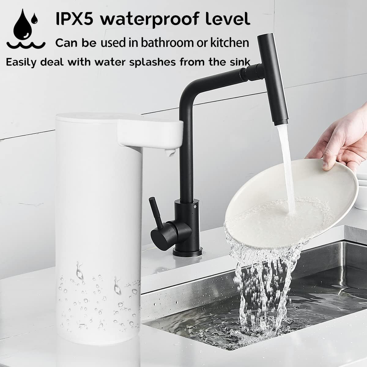 Automatic Soap Dispenser, Auto Touchless Hand Soap Dispenser White, IPX5 Waterproof Sanitizer Dispenser for Bathroom Countertop, 9oz/270ML (Battery Type)