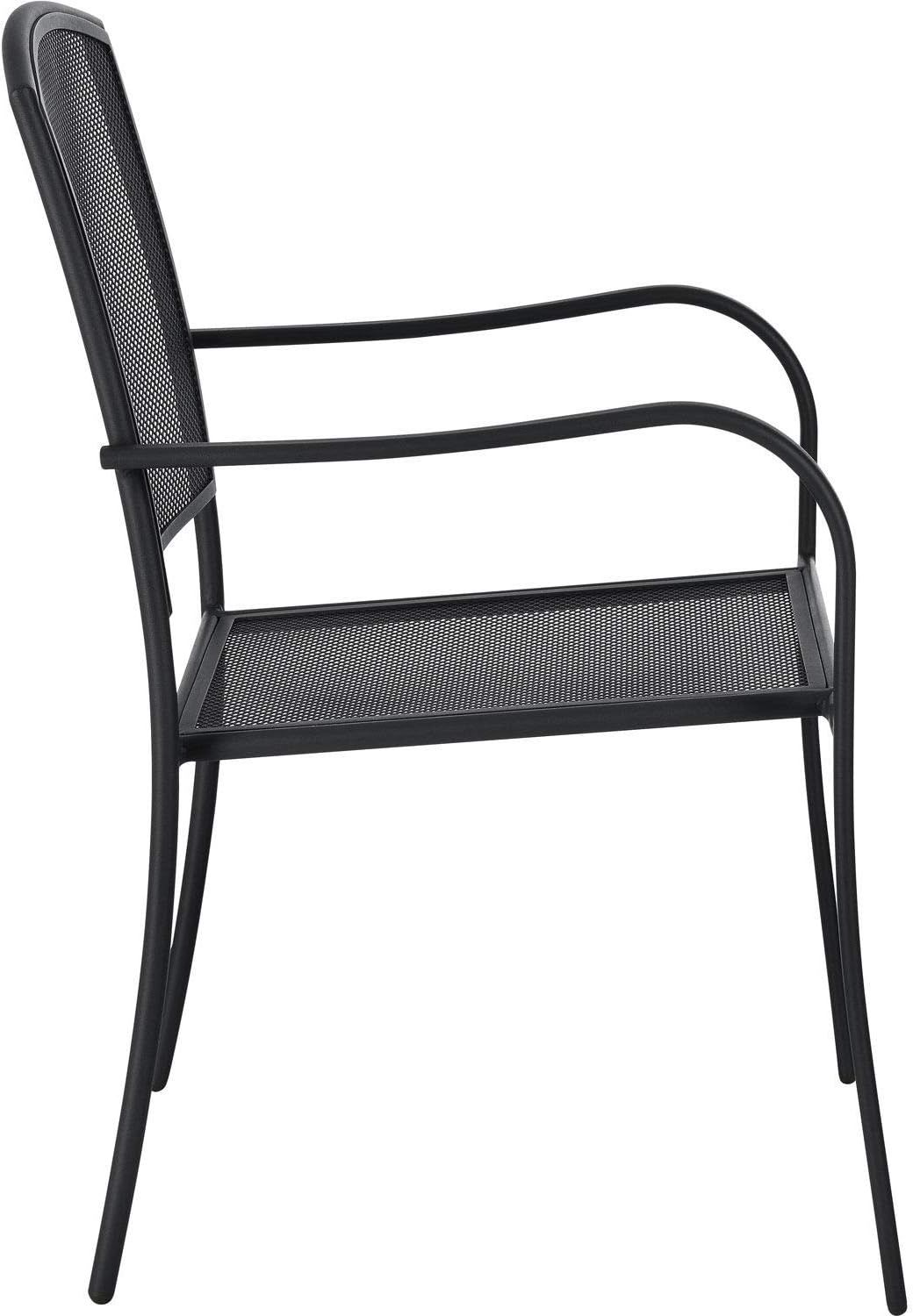 Global Industrial Outdoor Cafe Steel Mesh Stacking Armchair, Black, 4 Pack